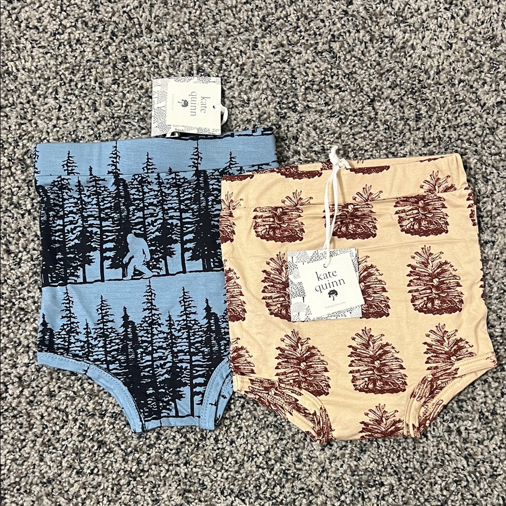 Kate Quinn Kids Forest Print Underwear - Blue and Tan